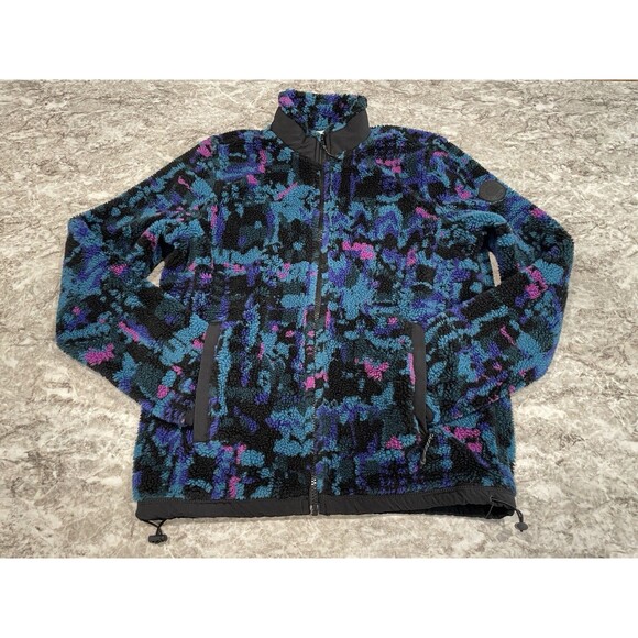 American Eagle Outfitters Other - American Eagle Sherpa Fleece Jacket Mens Small Blue Black Purple Abstract Hiking